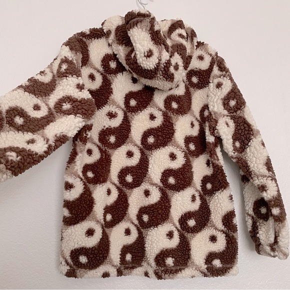 PacSun Royal Printed Sherpa Hoodie Yin Yang Print Small - Picture 7 of 11